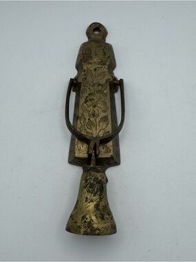 Vintage Brass Door Bell Butler Shopkeeper Entry Bell India Hinged Swing Arm